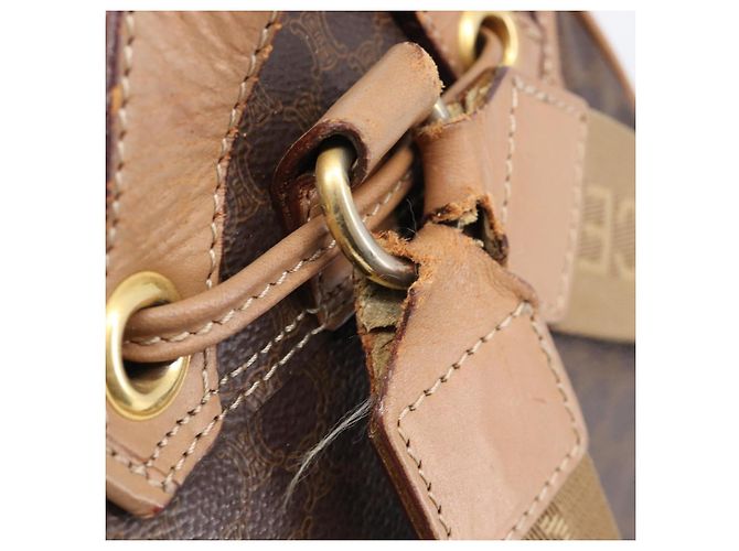 Céline Mochila CELINE Macadam Canvas PVC Leather Brown Gold Auth ep16108 Castaño Dorado - vista 10
