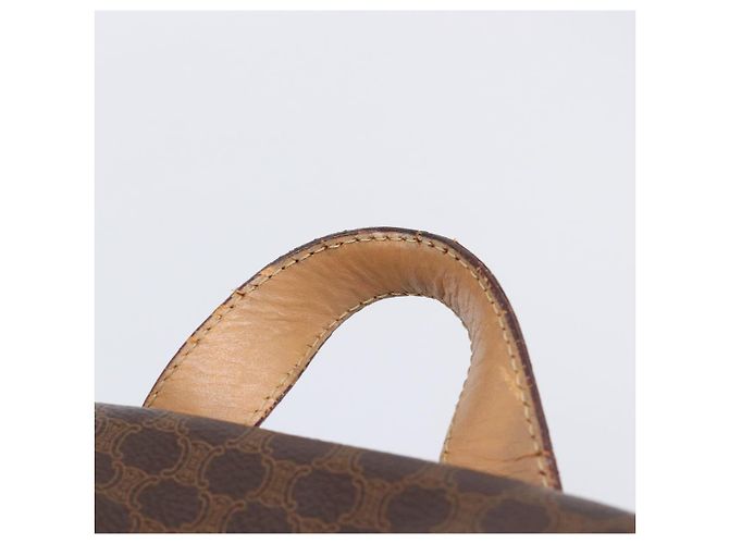 Céline Mochila CELINE Macadam Canvas PVC Leather Brown Gold Auth ep16108 Castaño Dorado - vista 14