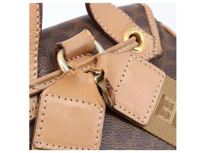 Céline Mochila CELINE Macadam Canvas PVC Leather Brown Gold Auth ep16108 Castaño Dorado - vista 17