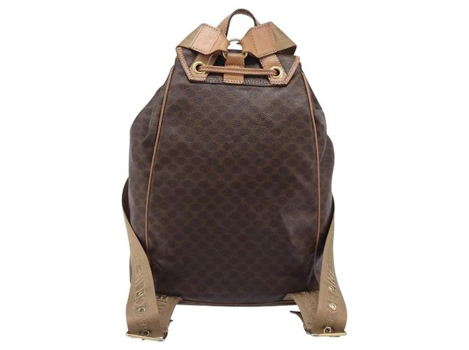 Céline Mochila CELINE Macadam Canvas PVC Leather Brown Gold Auth ep16108 Castaño Dorado - vista 2