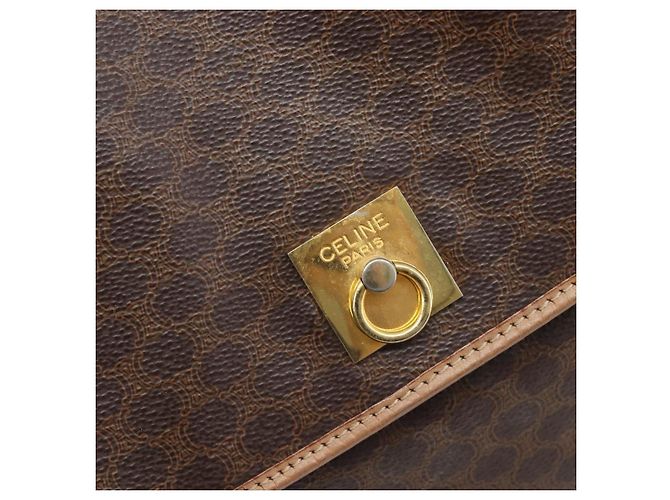 Céline Mochila CELINE Macadam Canvas PVC Leather Brown Gold Auth ep16108 Castaño Dorado - vista 24