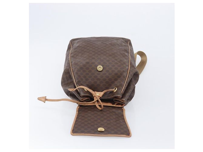 Céline Mochila CELINE Macadam Canvas PVC Leather Brown Gold Auth ep16108 Castaño Dorado - vista 25