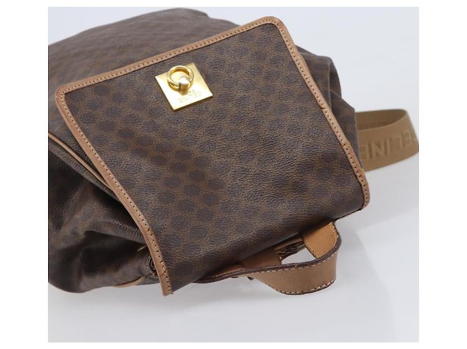 Céline Mochila CELINE Macadam Canvas PVC Leather Brown Gold Auth ep16108 Castaño Dorado - vista 6