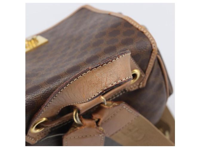 Céline Mochila CELINE Macadam Canvas PVC Leather Brown Gold Auth ep16108 Castaño Dorado - vista 7