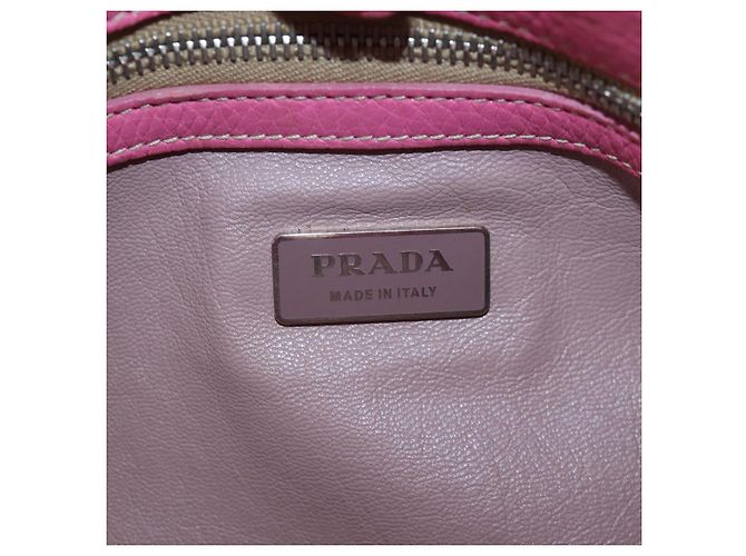 Borsa a tracolla PRADA in rafia Beige Pink Silver Auth am12710V Argento Rosa - vista 24