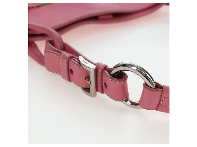 Borsa a tracolla PRADA in rafia Beige Pink Silver Auth am12710V Argento Rosa - vista 9