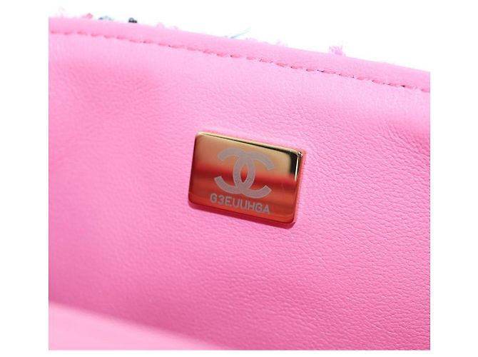 CHANEL Mini Matelasse 19 Single Flap Chain Shoulder Bag Tweed Auth BA16210SM Pink - Ansicht 11