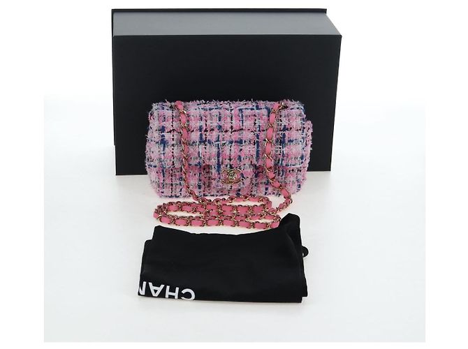 CHANEL Mini Matelasse 19 Single Flap Chain Shoulder Bag Tweed Auth BA16210SM Pink - Ansicht 12