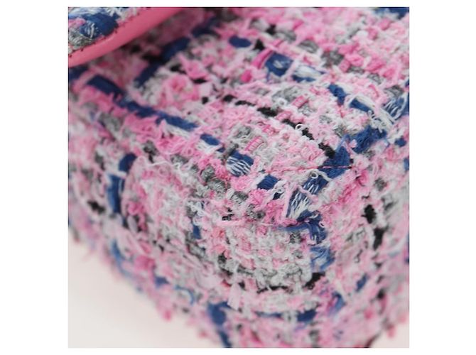 CHANEL Mini Matelasse 19 Single Flap Chain Shoulder Bag Tweed Auth BA16210SM Pink - Ansicht 14