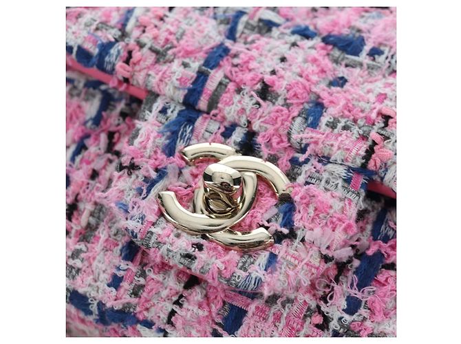 CHANEL Mini Matelasse 19 Single Flap Chain Shoulder Bag Tweed Auth BA16210SM Pink - Ansicht 18