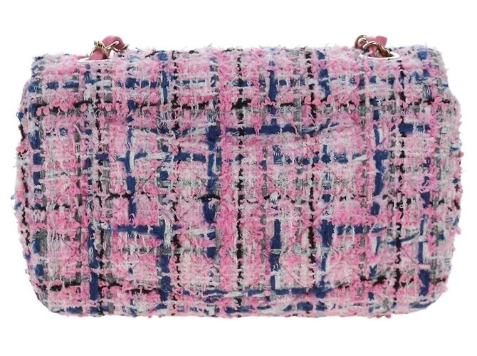 CHANEL Mini Matelasse 19 Single Flap Chain Shoulder Bag Tweed Auth BA16210SM Pink - Ansicht 2