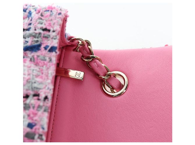 CHANEL Mini Matelasse 19 Single Flap Chain Shoulder Bag Tweed Auth BA16210SM Pink - Ansicht 20