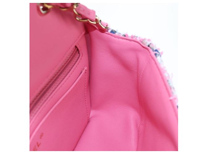CHANEL Mini Matelasse 19 Single Flap Chain Shoulder Bag Tweed Auth BA16210SM Pink - Ansicht 22