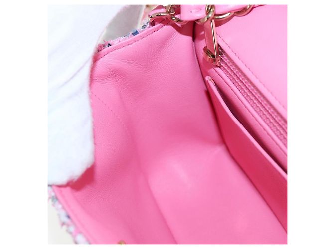 CHANEL Mini Matelasse 19 Single Flap Chain Shoulder Bag Tweed Auth BA16210SM Pink - Ansicht 23