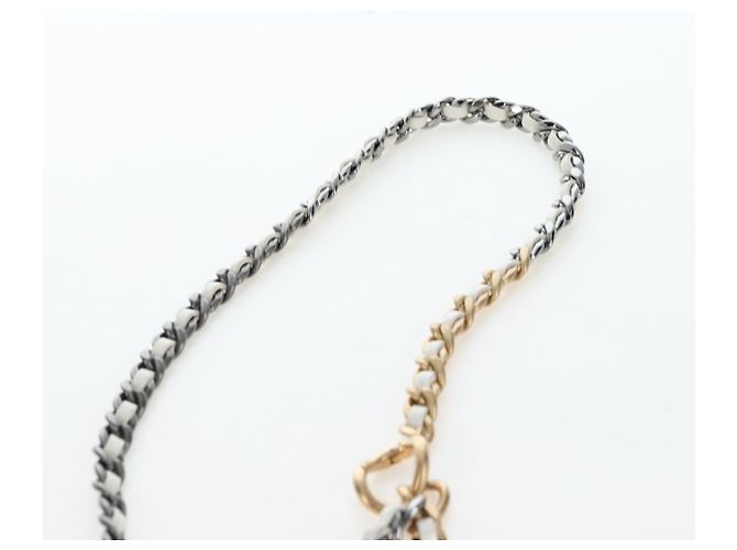 CHANEL Matelasse Chain Shoulder Pouch Lamb Skin Gold White CC Auth 206352SAM Bianco D'oro - vista 15