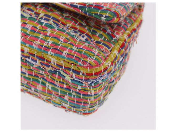 Borsa a tracolla CHANEL Chain Matelasse 25 in tweed Multicolor Gold CC Auth 167778SM - vista 16