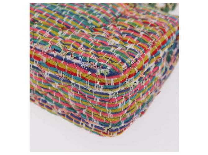 Borsa a tracolla CHANEL Chain Matelasse 25 in tweed Multicolor Gold CC Auth 167778SM - vista 18