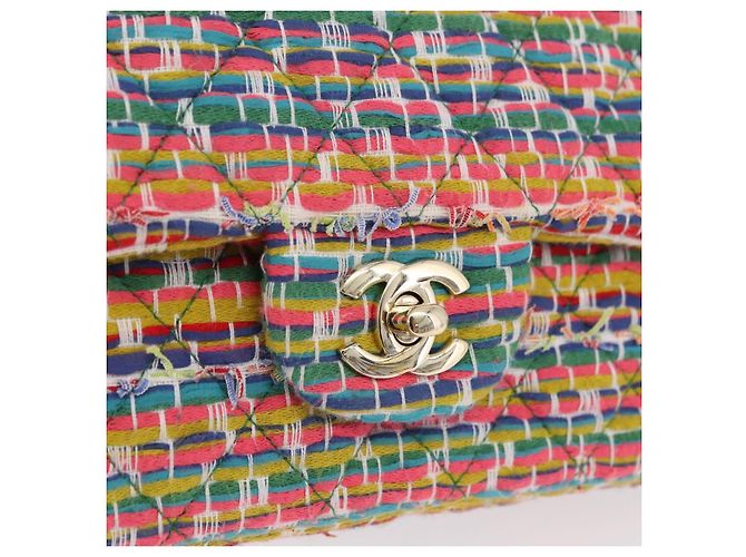 Borsa a tracolla CHANEL Chain Matelasse 25 in tweed Multicolor Gold CC Auth 167778SM - vista 19