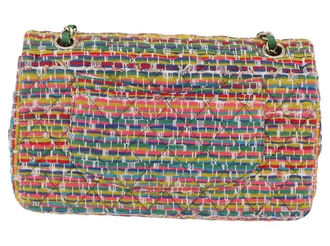 Borsa a tracolla CHANEL Chain Matelasse 25 in tweed Multicolor Gold CC Auth 167778SM - vista 2