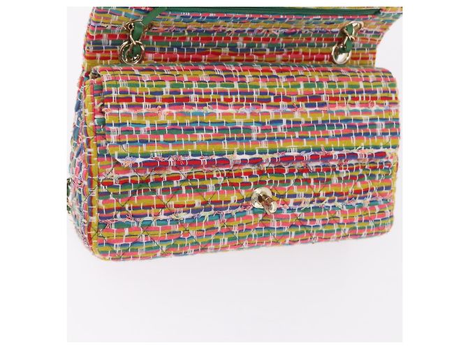 Borsa a tracolla CHANEL Chain Matelasse 25 in tweed Multicolor Gold CC Auth 167778SM - vista 22