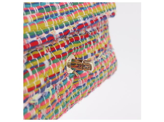 Borsa a tracolla CHANEL Chain Matelasse 25 in tweed Multicolor Gold CC Auth 167778SM - vista 24