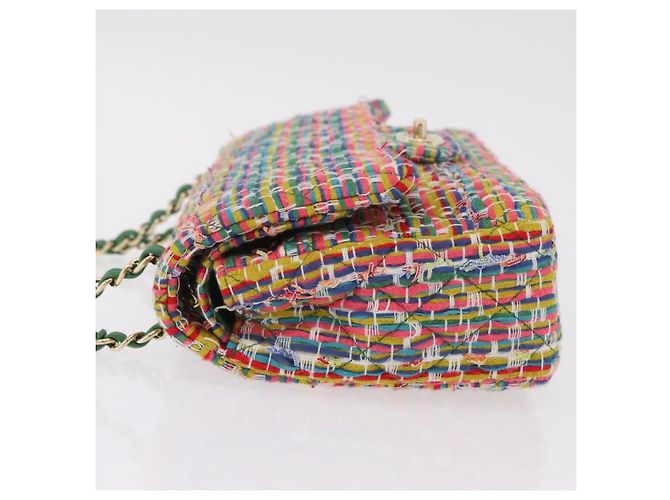 Borsa a tracolla CHANEL Chain Matelasse 25 in tweed Multicolor Gold CC Auth 167778SM - vista 4