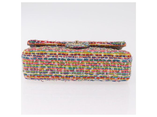 Borsa a tracolla CHANEL Chain Matelasse 25 in tweed Multicolor Gold CC Auth 167778SM - vista 5