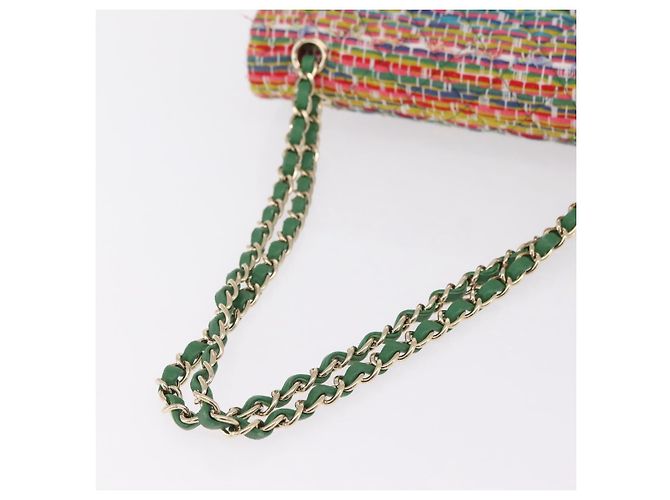 Borsa a tracolla CHANEL Chain Matelasse 25 in tweed Multicolor Gold CC Auth 167778SM - vista 7