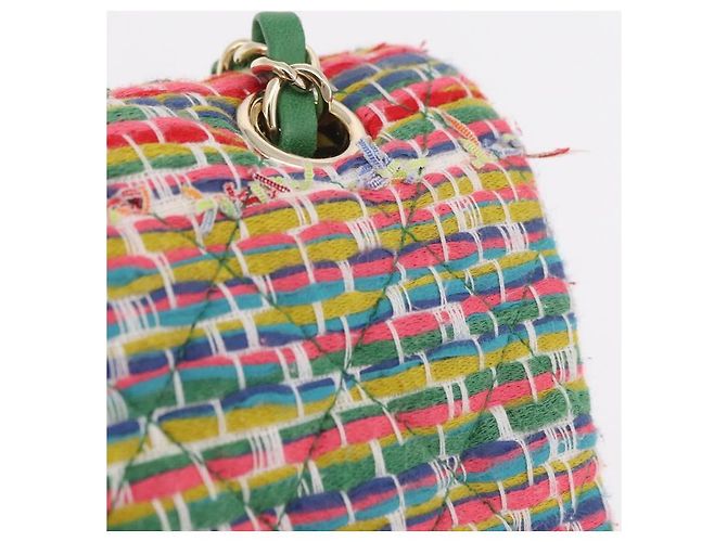 Borsa a tracolla CHANEL Chain Matelasse 25 in tweed Multicolor Gold CC Auth 167778SM - vista 9