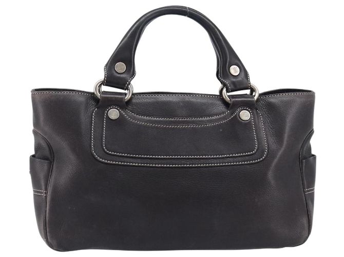 Céline Sac à main CELINE Boogie Bag en cuir marron argent Auth BA16097 Argenté - vue 13