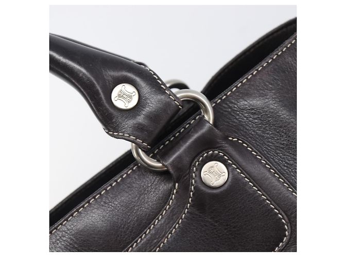 Céline Sac à main CELINE Boogie Bag en cuir marron argent Auth BA16097 Argenté - vue 17