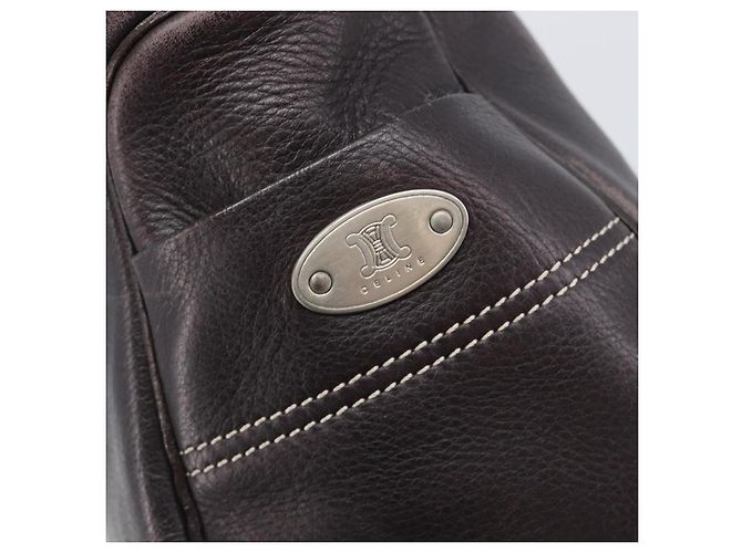 Céline Sac à main CELINE Boogie Bag en cuir marron argent Auth BA16097 Argenté - vue 18