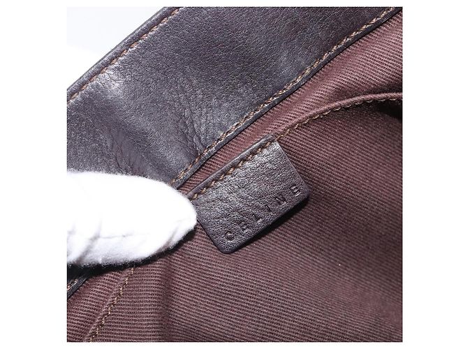 Céline Sac à main CELINE Boogie Bag en cuir marron argent Auth BA16097 Argenté - vue 19