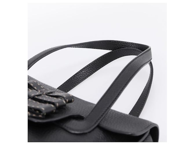 Bolso Tote PRADA de cuero negro plata Auth BA16052A - vista 14
