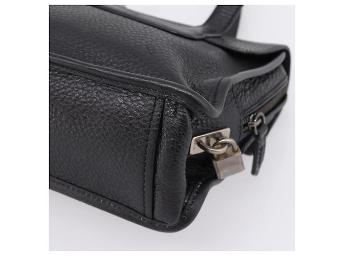 Bolso Tote PRADA de cuero negro plata Auth BA16052A - vista 17