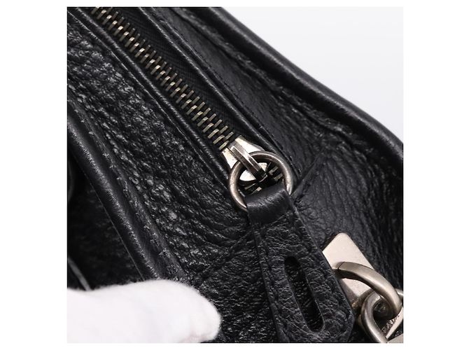 Bolso Tote PRADA de cuero negro plata Auth BA16052A - vista 22