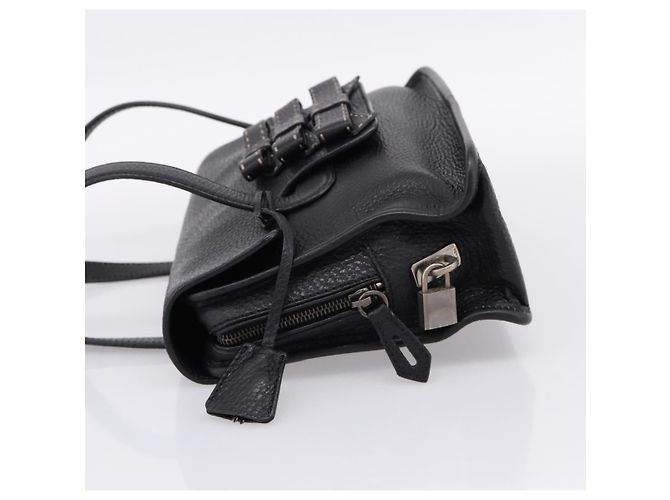 Bolso Tote PRADA de cuero negro plata Auth BA16052A - vista 3