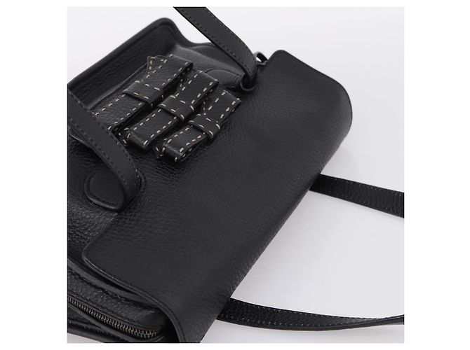 Bolso Tote PRADA de cuero negro plata Auth BA16052A - vista 6