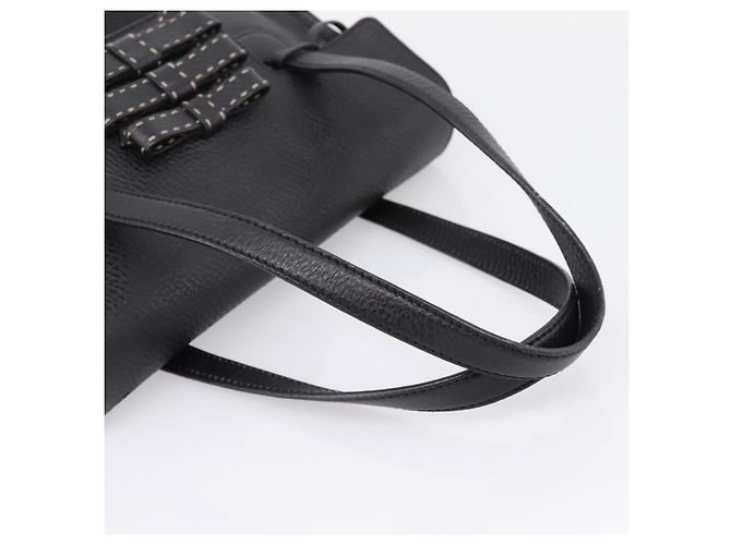 Bolso Tote PRADA de cuero negro plata Auth BA16052A - vista 9