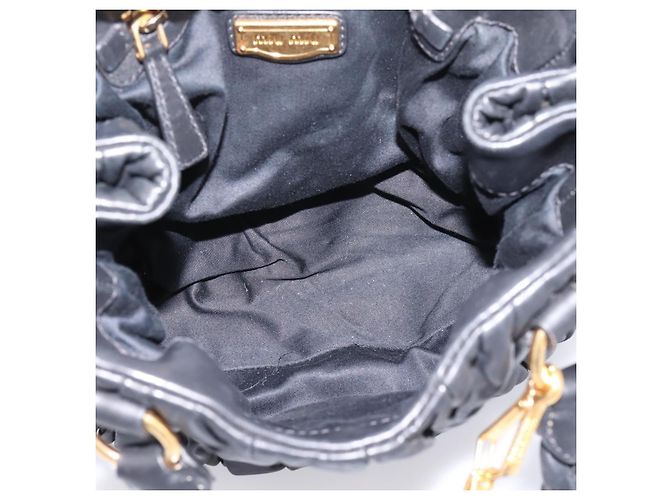 Borsa a mano Miu Miu Matelassé Ready lock in pelle Nero Oro RN0473 Auth am12728M D'oro - vista 10