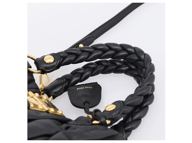 Borsa a mano Miu Miu Matelassé Ready lock in pelle Nero Oro RN0473 Auth am12728M D'oro - vista 14