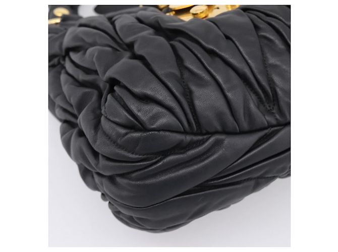 Borsa a mano Miu Miu Matelassé Ready lock in pelle Nero Oro RN0473 Auth am12728M D'oro - vista 17
