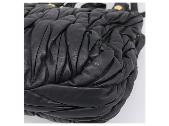 Borsa a mano Miu Miu Matelassé Ready lock in pelle Nero Oro RN0473 Auth am12728M D'oro - vista 18