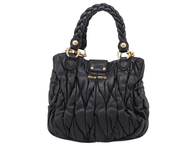 Borsa a mano Miu Miu Matelassé Ready lock in pelle Nero Oro RN0473 Auth am12728M D'oro - vista 2