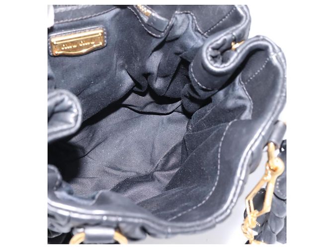 Borsa a mano Miu Miu Matelassé Ready lock in pelle Nero Oro RN0473 Auth am12728M D'oro - vista 22