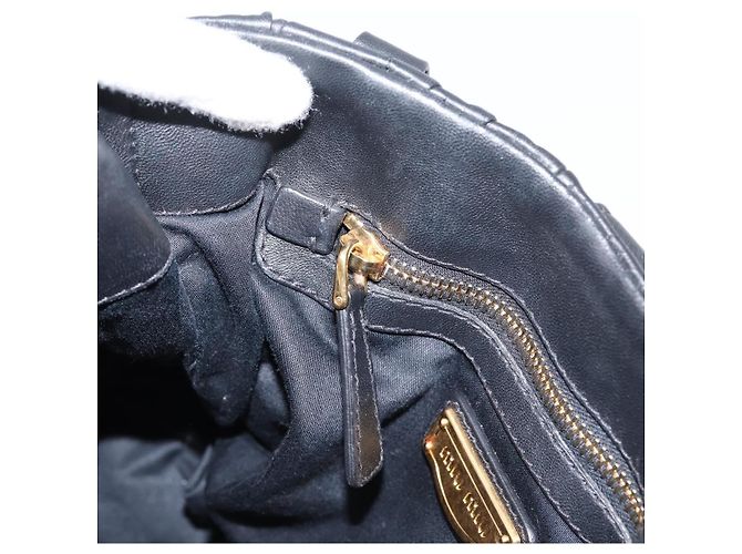 Borsa a mano Miu Miu Matelassé Ready lock in pelle Nero Oro RN0473 Auth am12728M D'oro - vista 24