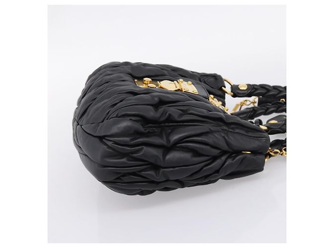 Borsa a mano Miu Miu Matelassé Ready lock in pelle Nero Oro RN0473 Auth am12728M D'oro - vista 4