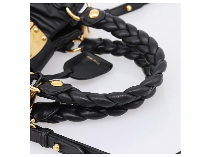 Borsa a mano Miu Miu Matelassé Ready lock in pelle Nero Oro RN0473 Auth am12728M D'oro - vista 7