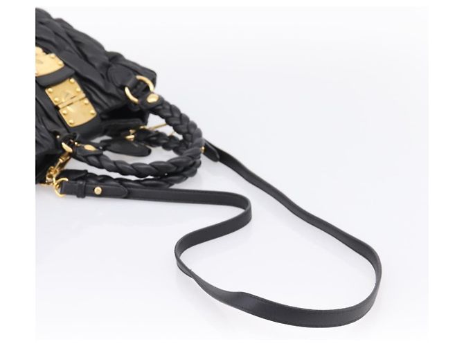 Borsa a mano Miu Miu Matelassé Ready lock in pelle Nero Oro RN0473 Auth am12728M D'oro - vista 8