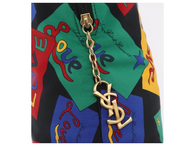 Autre Marque Sac à main Saint Laurent Nylon Multicolor Gold Tone Auth 207686A - vue 10